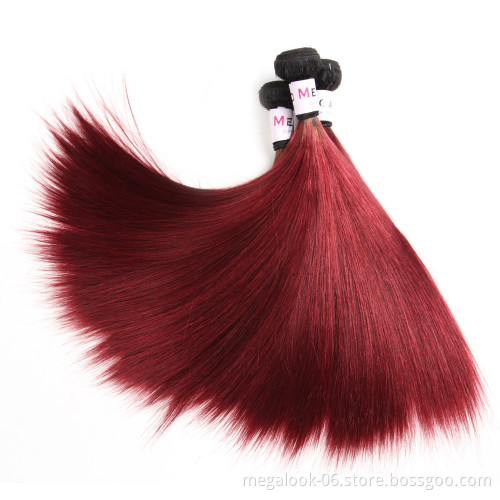 Megalook Cuticle Aligned Silky Straight Color 1b99J Human Hair Bundles, Straight Brazilian Hair Bundles